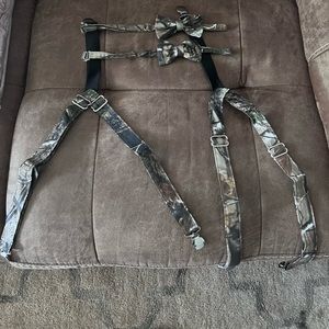 Boys real tree camo suspenders & bowtie